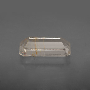Topazio rutilato naturale giallo da 3,66 ct, taglio smeraldo, trasparente