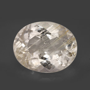 Topazio rutilato naturale giallo da 17,25 ct, taglio ovale, trasparente