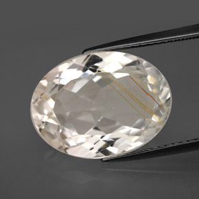 Topazio rutilato naturale giallo da 11,37 ct, taglio ovale, trasparente
