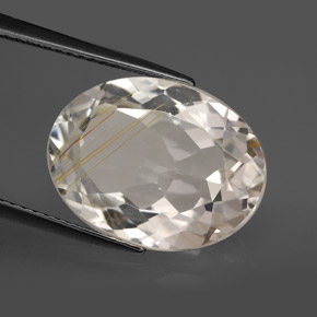 Topazio rutilato naturale giallo da 11,37 ct, taglio ovale, trasparente