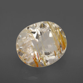 Topazio rutilato naturale giallo da 8,38 ct, taglio ovale, trasparente
