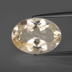 Topazio rutilato naturale giallo da 7,03 ct, taglio ovale, trasparente