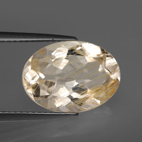 Topazio rutilato naturale giallo da 7,03 ct, taglio ovale, trasparente