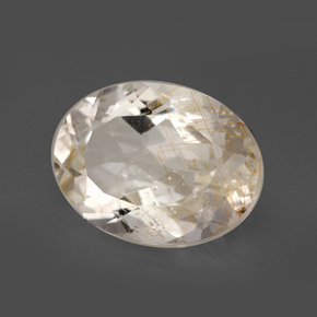 Topazio rutilato naturale giallo da 12,03 ct, taglio ovale, trasparente