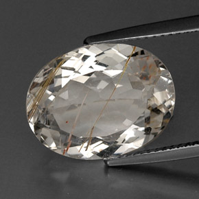Topazio rutilato naturale giallo da 11,65 ct, taglio ovale, trasparente