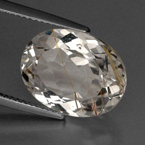 Topazio rutilato naturale giallo da 11,65 ct, taglio ovale, trasparente