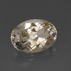 Topazio rutilato naturale giallo da 7,55 ct, taglio ovale, trasparente