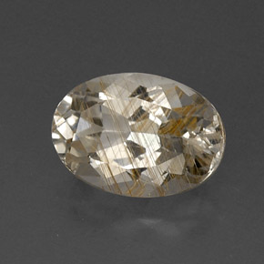 Topazio rutilato naturale giallo da 7,55 ct, taglio ovale, trasparente