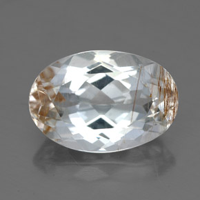 Topazio rutilato naturale giallo da 6,49 ct, taglio ovale, trasparente