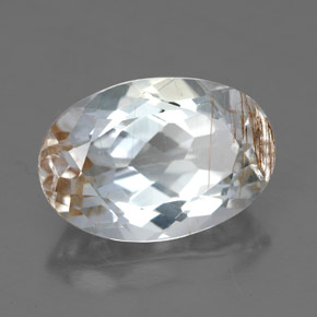 Topazio rutilato naturale giallo da 6,49 ct, taglio ovale, trasparente