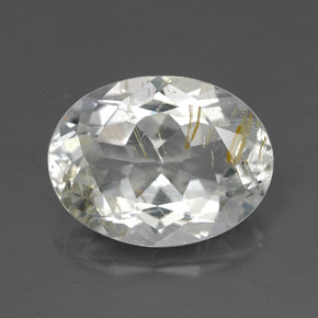 Topazio rutilato naturale giallo da 5,18 ct, taglio ovale, trasparente