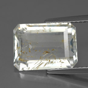 Topazio rutilato naturale giallo da 6,02 ct, taglio smeraldo, trasparente