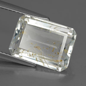 Topazio rutilato naturale giallo da 6,02 ct, taglio smeraldo, trasparente