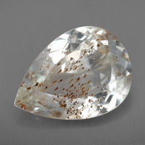 Topazio rutilato naturale giallo da 12,54 ct, taglio a pera, trasparente