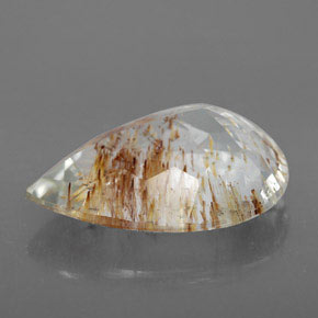 Topazio rutilato naturale giallo da 12,54 ct, taglio a pera, trasparente