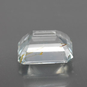 Topazio rutilato naturale giallo da 8,72 ct, taglio smeraldo, trasparente