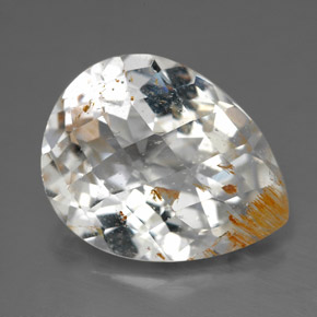 Topazio rutilato naturale giallo da 11,36 ct, taglio a pera, trasparente