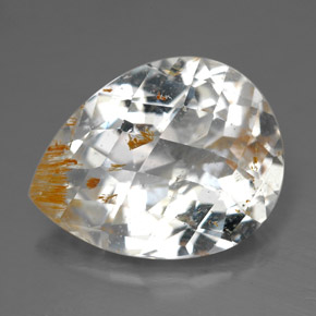 Topazio rutilato naturale giallo da 11,36 ct, taglio a pera, trasparente