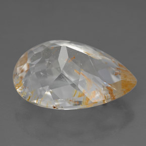 Topazio rutilato naturale giallo da 11,36 ct, taglio a pera, trasparente