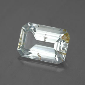 Topazio rutilato naturale giallo da 4,75 ct, taglio smeraldo, trasparente