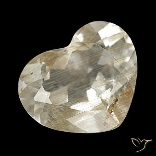 Topazio rutilato marrone dorato molto chiaro naturale da 3,56 ct, a forma di cuore, trasparente