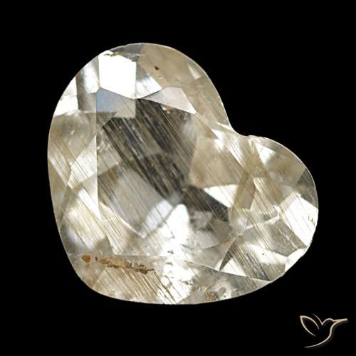 Topazio rutilato marrone dorato molto chiaro naturale da 3,56 ct, a forma di cuore, trasparente