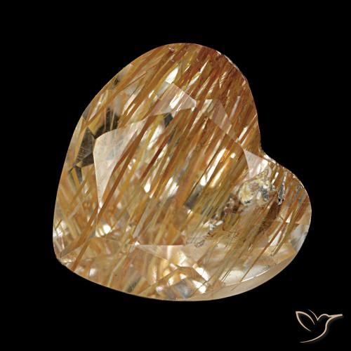 Topazio rutilato marrone caldo naturale da 4,29 ct, a forma di cuore, trasparente