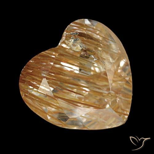 Topazio rutilato marrone caldo naturale da 4,29 ct, a forma di cuore, trasparente