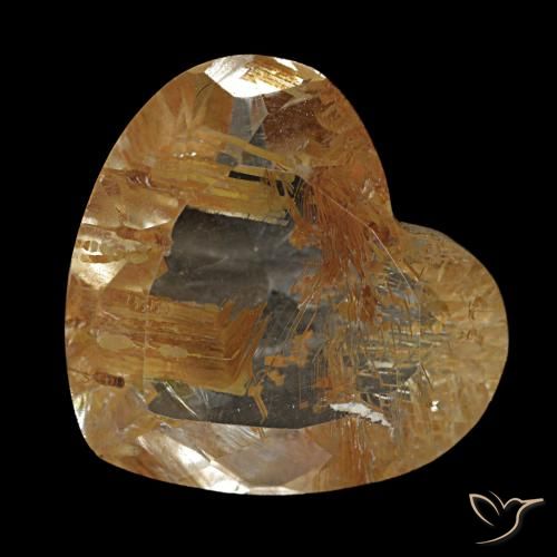 Topazio rutilato marrone caldo naturale da 5,62 ct, a forma di cuore, trasparente