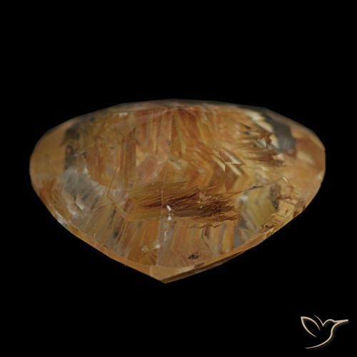 Topazio rutilato marrone caldo naturale da 5,62 ct, a forma di cuore, trasparente