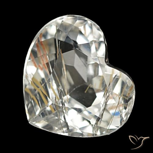 Topazio rutilato marrone dorato molto chiaro naturale da 4,38 ct, a forma di cuore, trasparente
