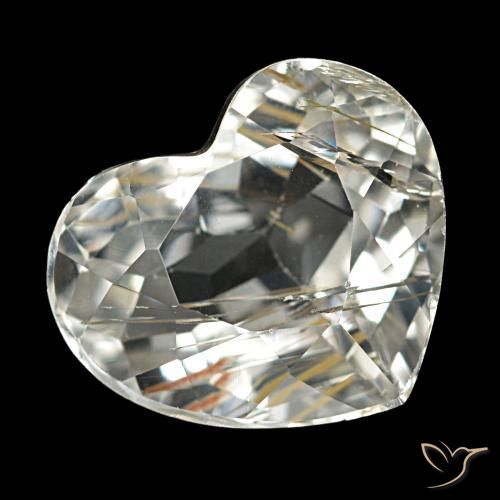 Topazio rutilato marrone dorato molto chiaro naturale da 4,38 ct, a forma di cuore, trasparente