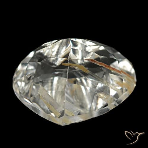 Topazio rutilato marrone dorato molto chiaro naturale da 4,38 ct, a forma di cuore, trasparente