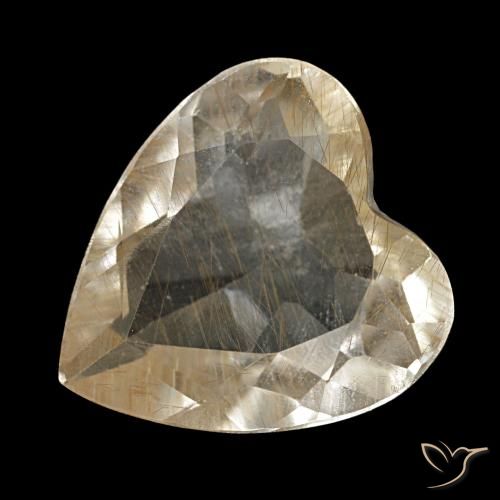 Topazio rutilato naturale giallo da 3,23 ct, a forma di cuore, trasparente