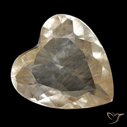 Topazio rutilato naturale giallo da 3,23 ct, a forma di cuore, trasparente
