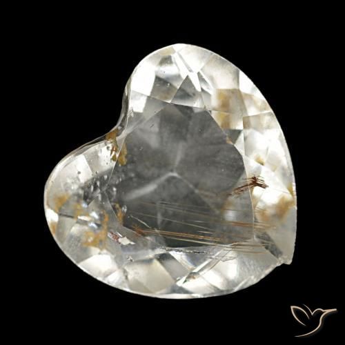 Topazio rutilato naturale giallo da 2,55 ct, a forma di cuore, trasparente