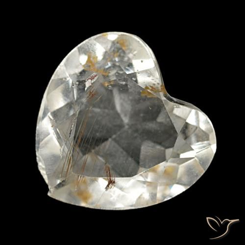 Topazio rutilato naturale giallo da 2,55 ct, a forma di cuore, trasparente