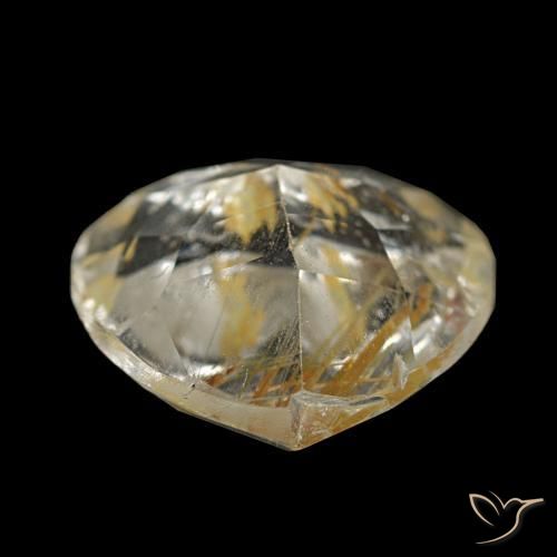 Topazio rutilato naturale giallo da 2,55 ct, a forma di cuore, trasparente