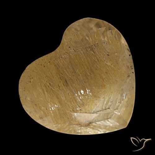 Topazio rutilato naturale giallo da 3,06 ct, a forma di cuore, trasparente