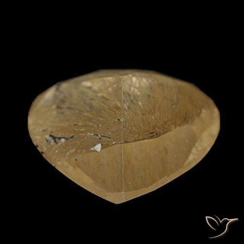 Topazio rutilato naturale giallo da 3,06 ct, a forma di cuore, trasparente