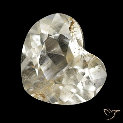 Topazio rutilato naturale giallo da 2,50 ct, a forma di cuore, trasparente