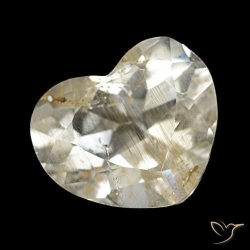 Topazio rutilato naturale giallo da 2,50 ct, a forma di cuore, trasparente