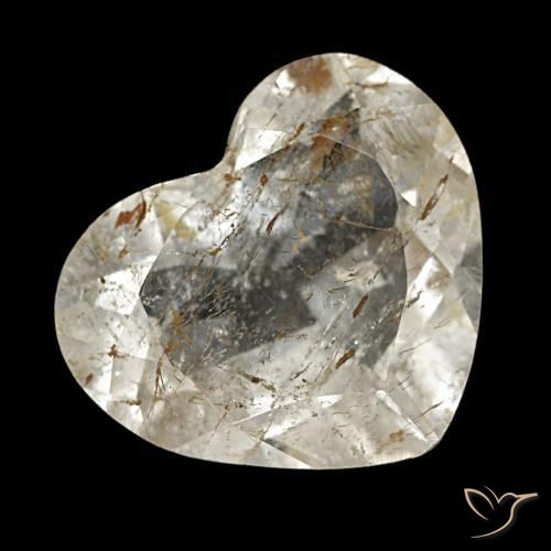 Topazio rutilato marrone dorato molto chiaro naturale da 4,37 ct, a forma di cuore, trasparente