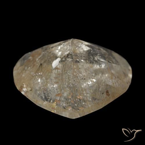 Topazio rutilato marrone dorato molto chiaro naturale da 4,37 ct, a forma di cuore, trasparente