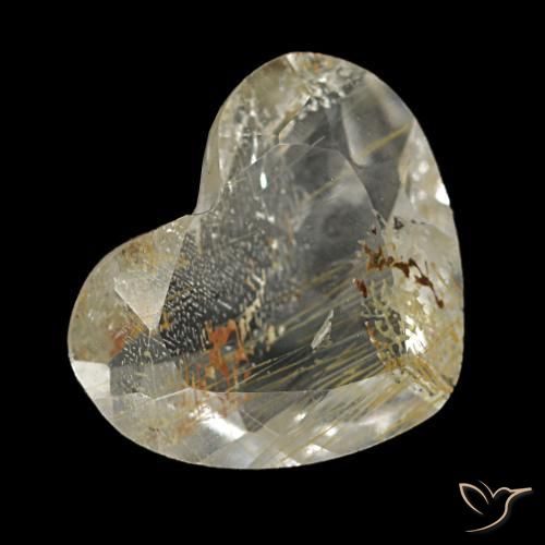 Topazio rutilato naturale marrone dorato molto chiaro da 1,64 ct, a forma di cuore, trasparente