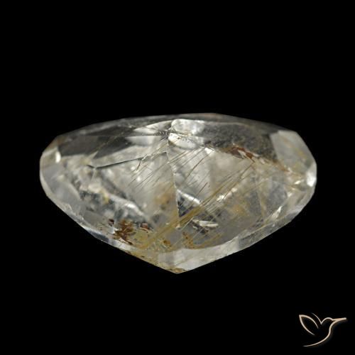 Topazio rutilato naturale marrone dorato molto chiaro da 1,64 ct, a forma di cuore, trasparente