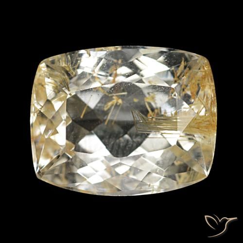 Topazio rutilato marrone dorato molto chiaro naturale da 3,70 ct, taglio a cuscino, trasparente
