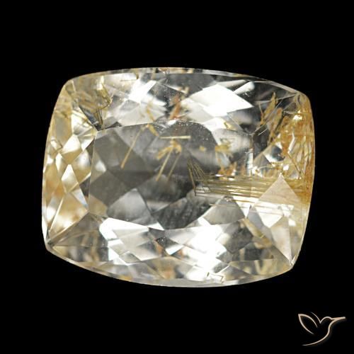 Topazio rutilato marrone dorato molto chiaro naturale da 3,70 ct, taglio a cuscino, trasparente