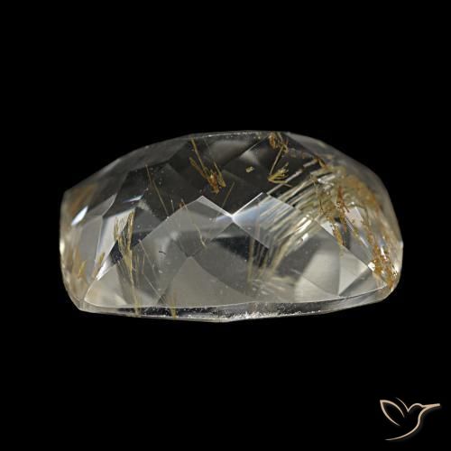 Topazio rutilato marrone dorato molto chiaro naturale da 3,70 ct, taglio a cuscino, trasparente