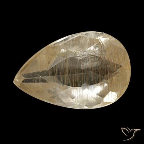 Topazio rutilato naturale giallo da 1,36 ct, taglio a pera, trasparente